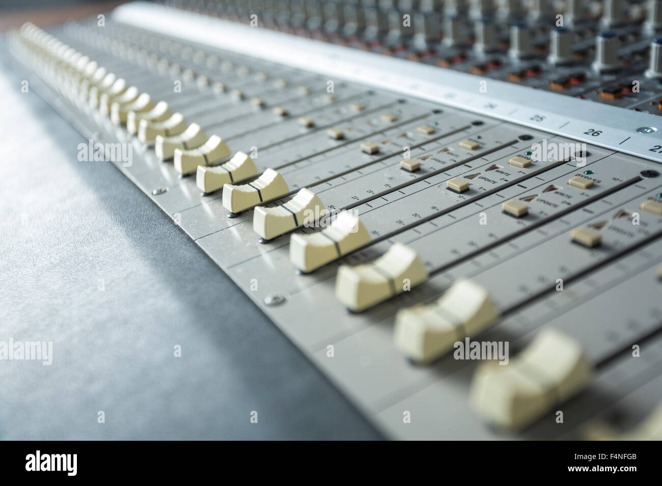 Recording studio, mixing console, audio recording Stock Photo - Alamy