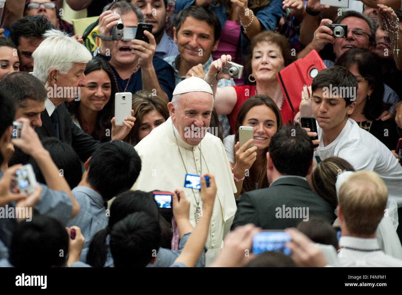 Pope Francis arrives for his Weekly General Audience at Paul VI Hall ...