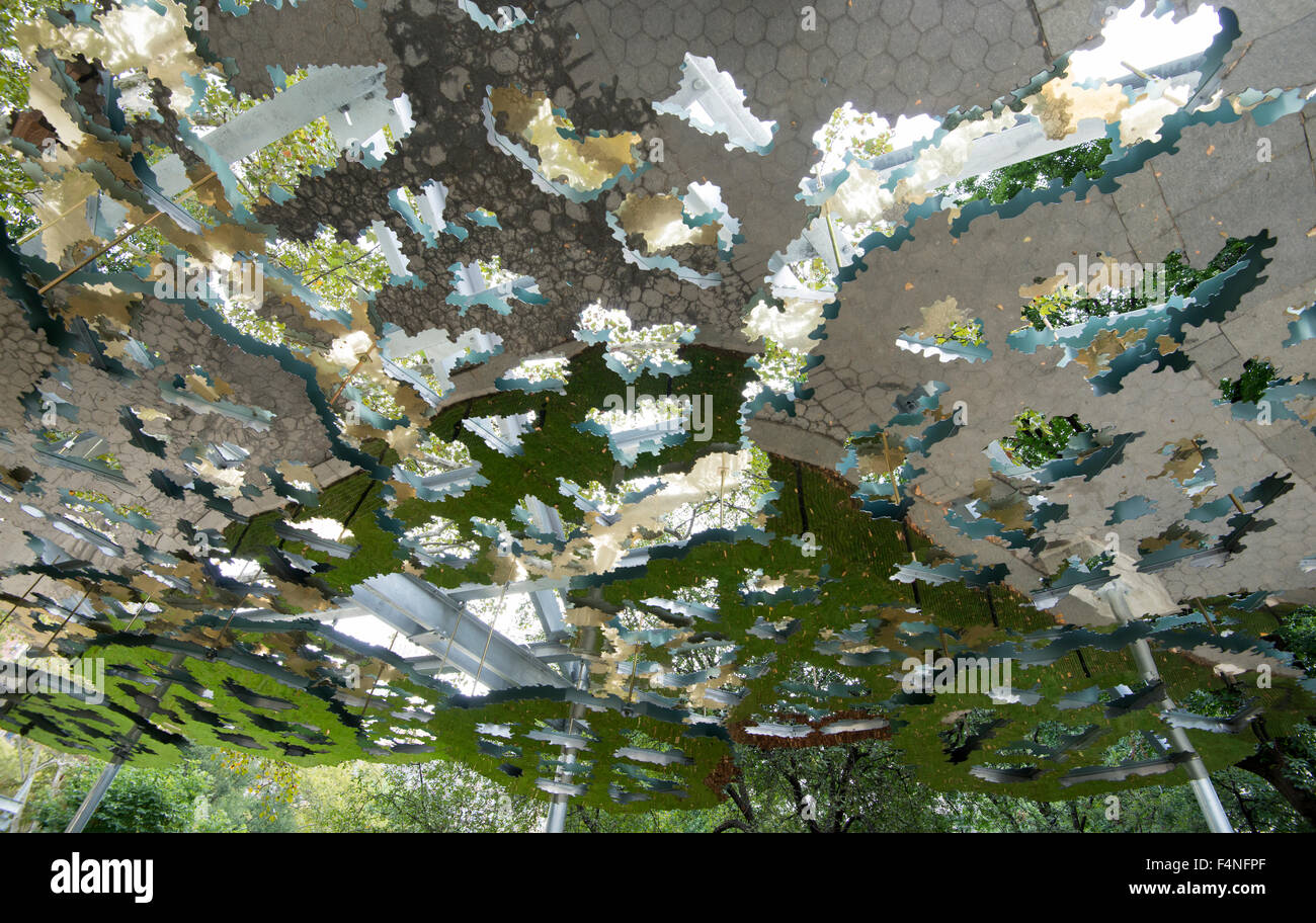 Public Art made up of mirrors by Fata Morgana in Madison Square Park, Manhattan New York City USA Stock Photo