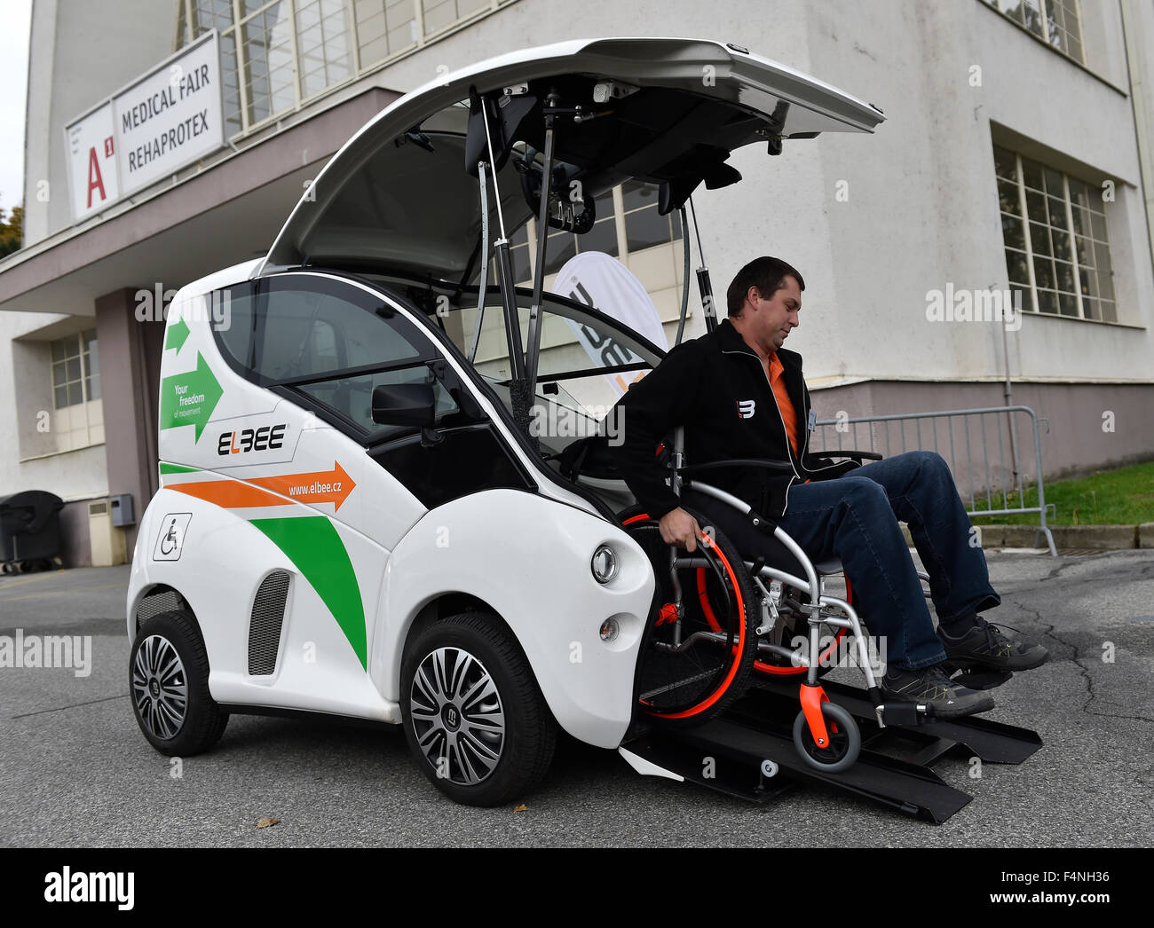 Brno, Czech Republic. 21st Oct, 2015. Car for disabled people Elbee was