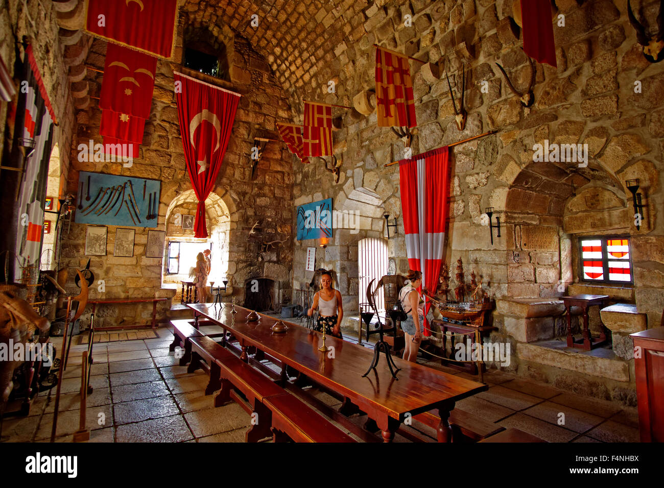 Interior of the English Tower at the castle of St. Peter's, Bodrum, Mugla, Turkey. The tower was home to the English crusaders. Stock Photo