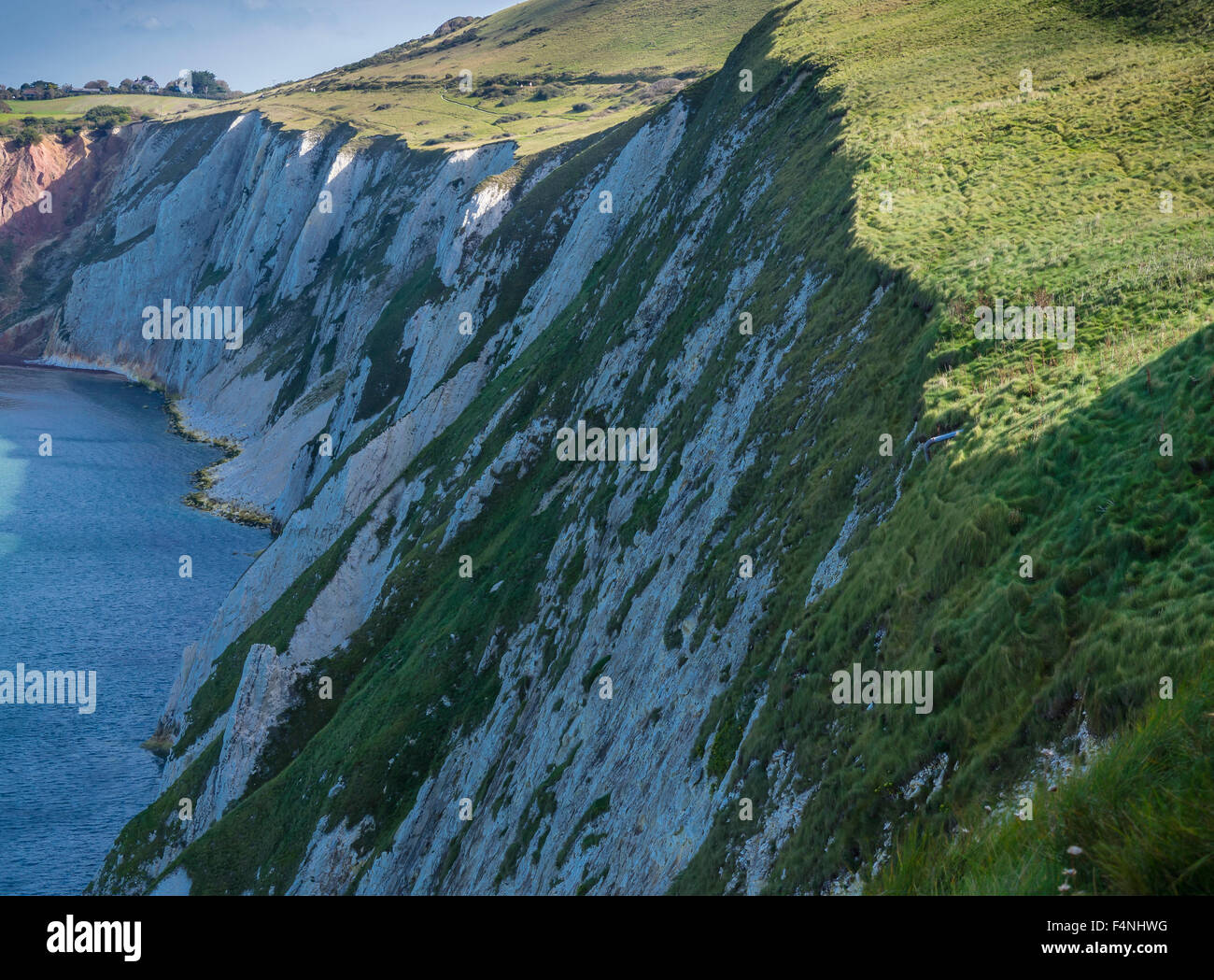 Steep Chalk Cliffs at Alum Bay and West High Down, Isle of Wight