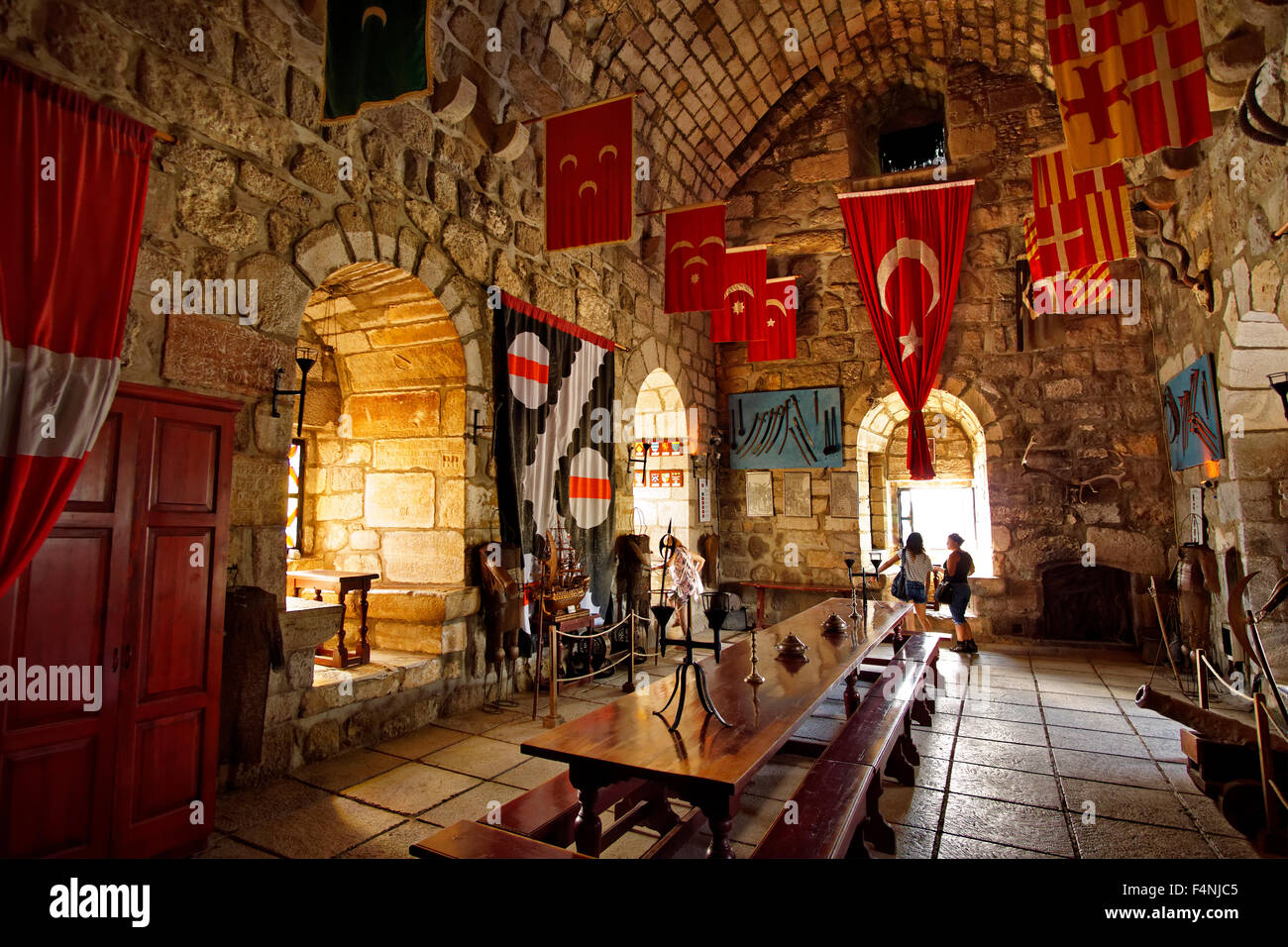 Interior of the English Tower at the castle of St. Peter's, Bodrum, Mugla, Turkey. The tower was home to the English crusaders. Stock Photo