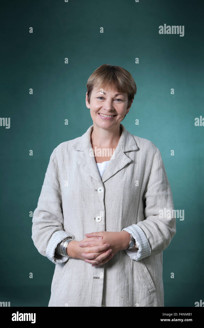 Caroline Lucas, the British politician, Green MP and author, at the Edinburgh International Book Festival 2015. Stock Photo
