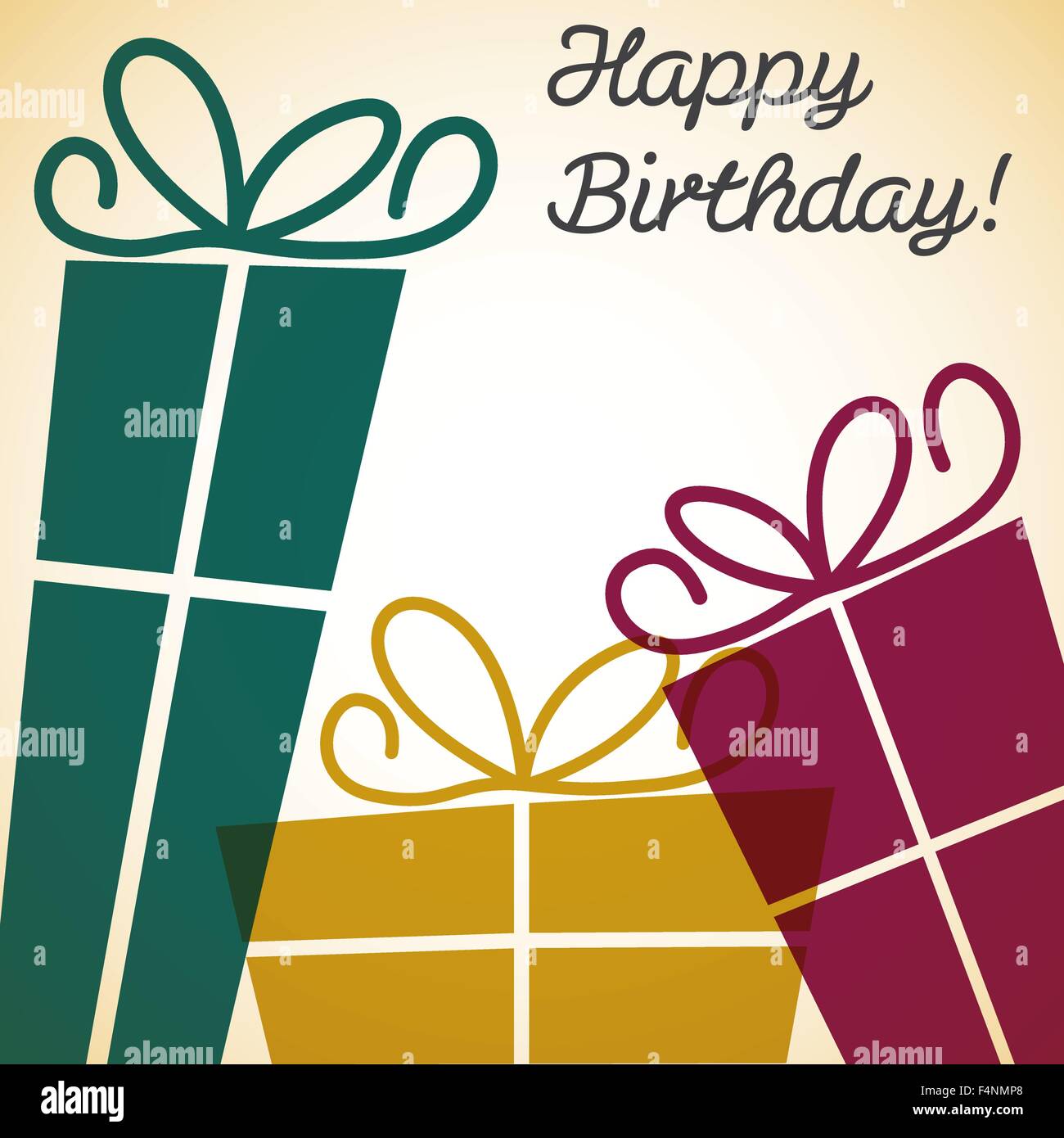 Bright retro gift box birthday card in vector format Stock Vector Image