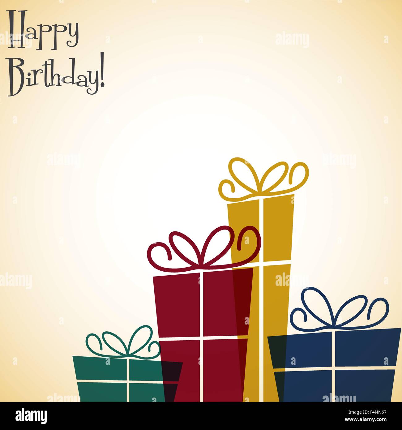 Bright retro gift box birthday card in vector format Stock Vector Image
