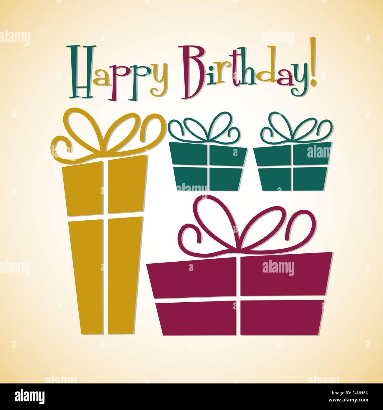 Bright retro gift box birthday card in vector format Stock Vector Image