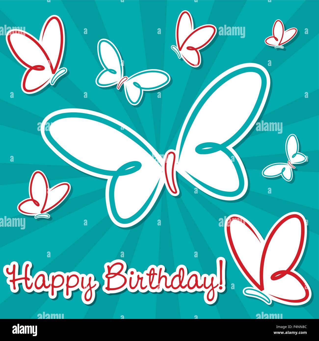 Bright butterfly birthday card in vector format Stock Vector Image ...