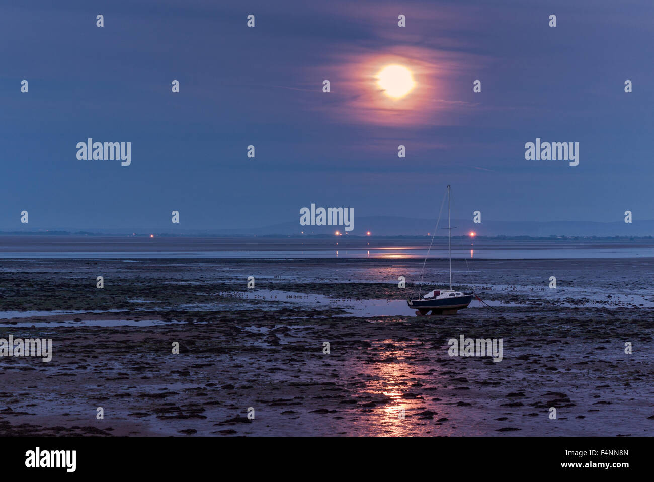 Solway Firth Supermoon September 2015 Stock Photo