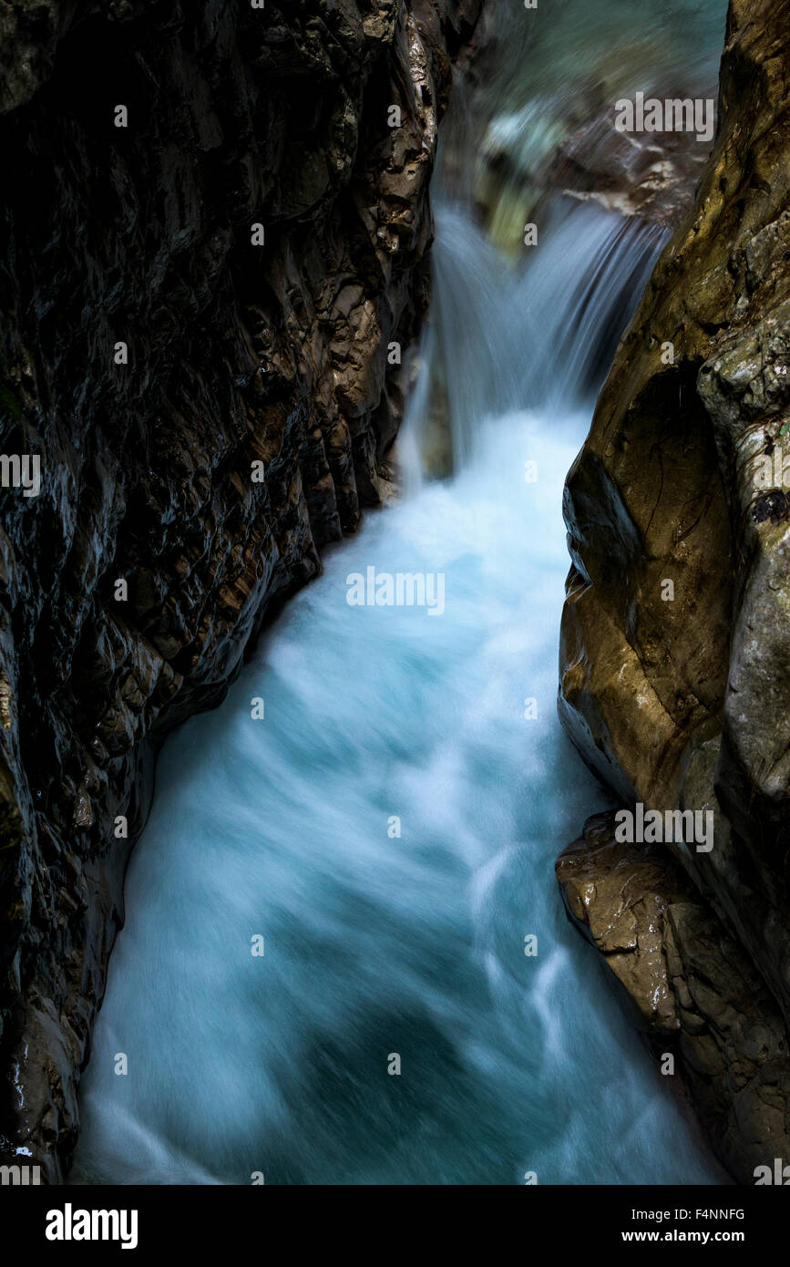 Höllentalklamm, gorge with flowing water, boulders, Hammersbach, Garmisch, Upper Bavaria, Bavaria, Germany Stock Photo