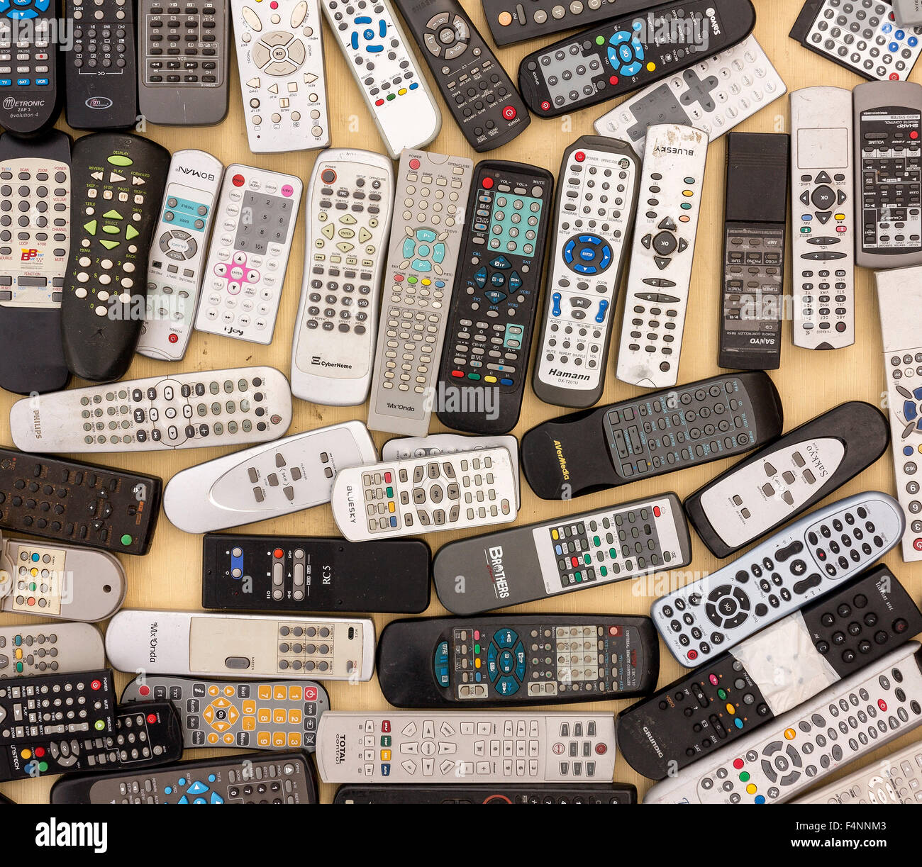 Remote controls, electronic waste Stock Photo