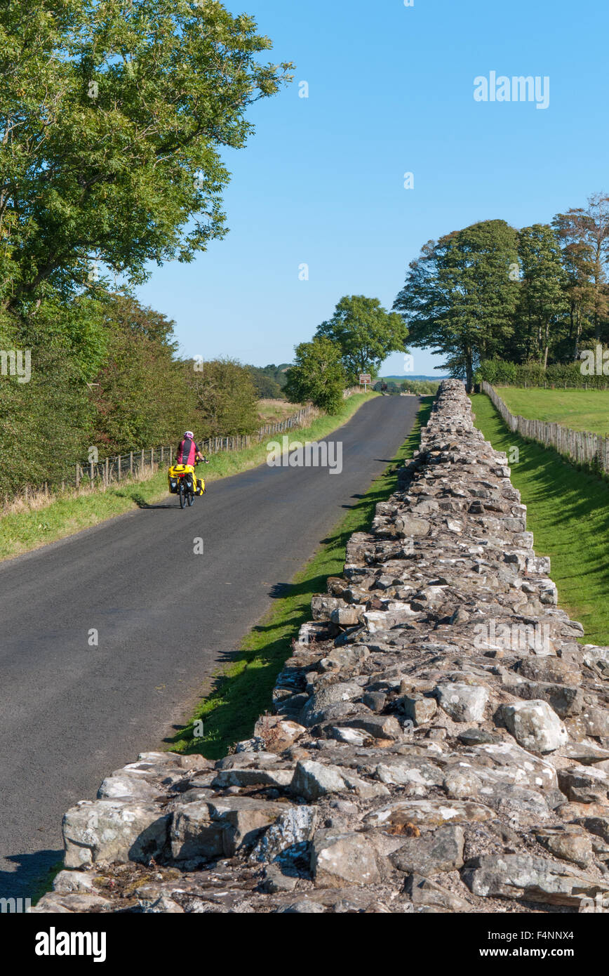 Cycle touring on route 72 National Cycle network Hadrian's Wall cycle route Stock Photo