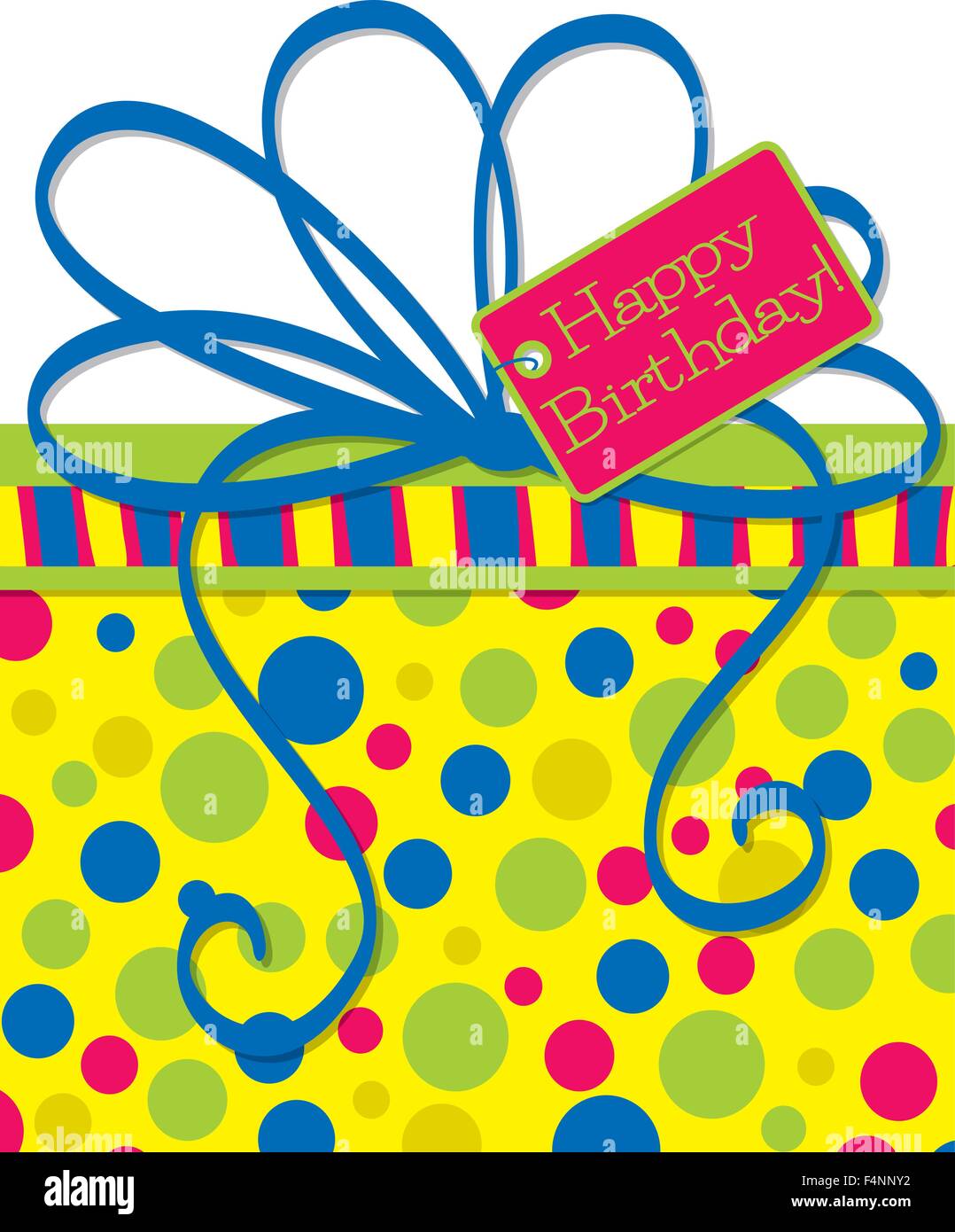 Bright retro gift box birthday card in vector format Stock Vector Image