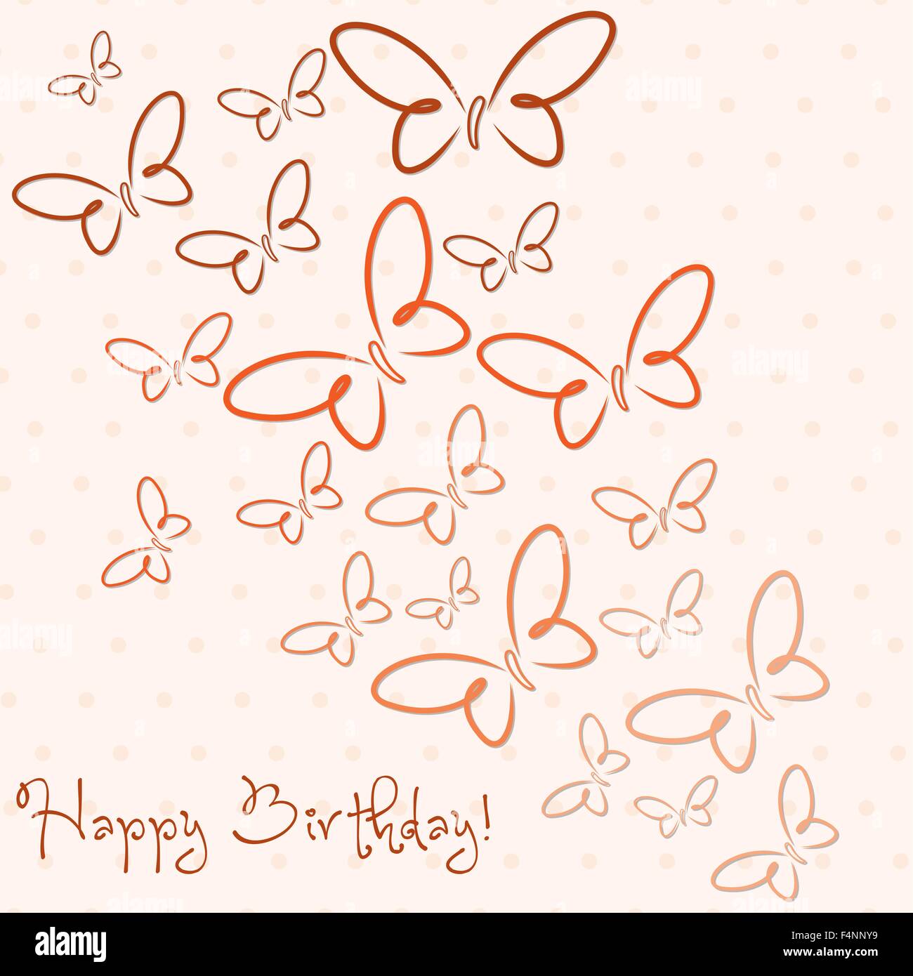 Hand drawn elegant butterfly birthday card in vector format Stock ...