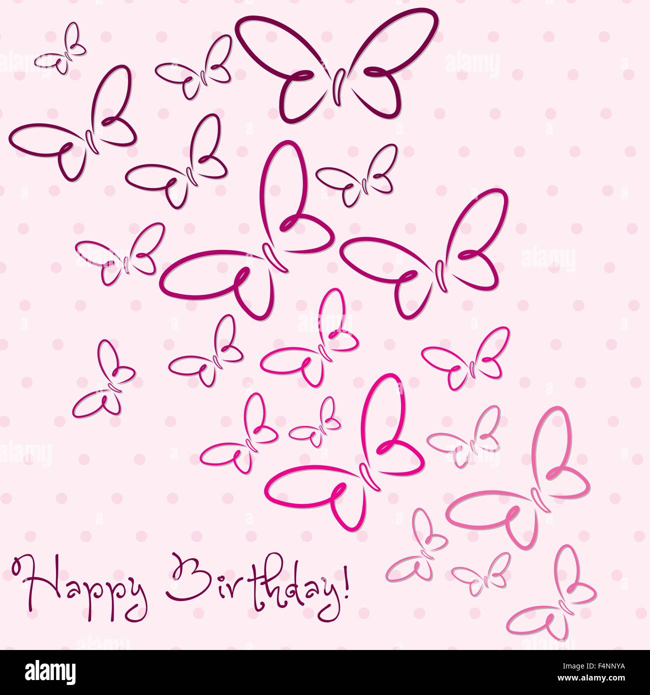 Hand drawn elegant butterfly birthday card in vector format. Stock Vector