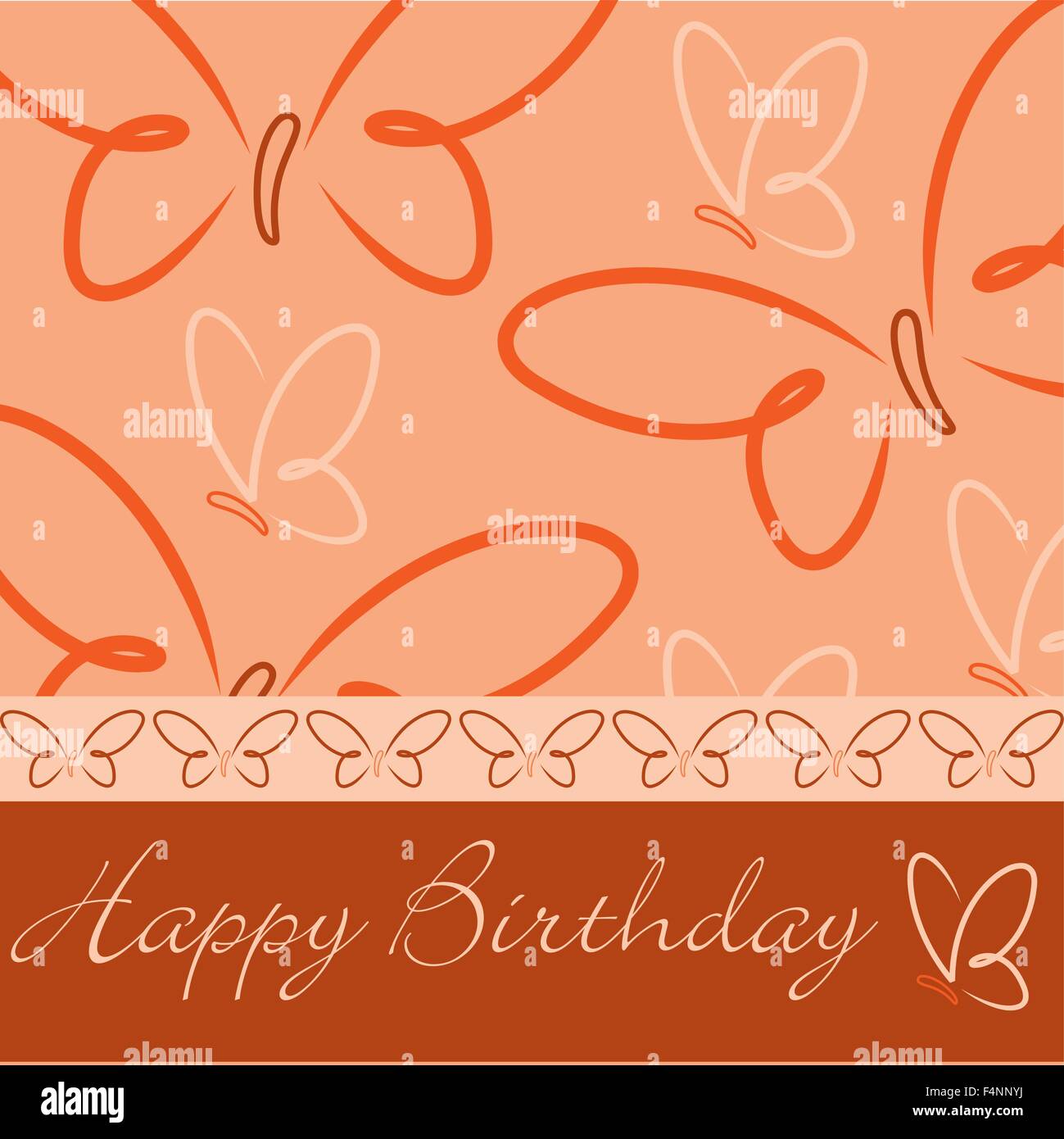 Hand drawn elegant butterfly birthday card in vector format Stock