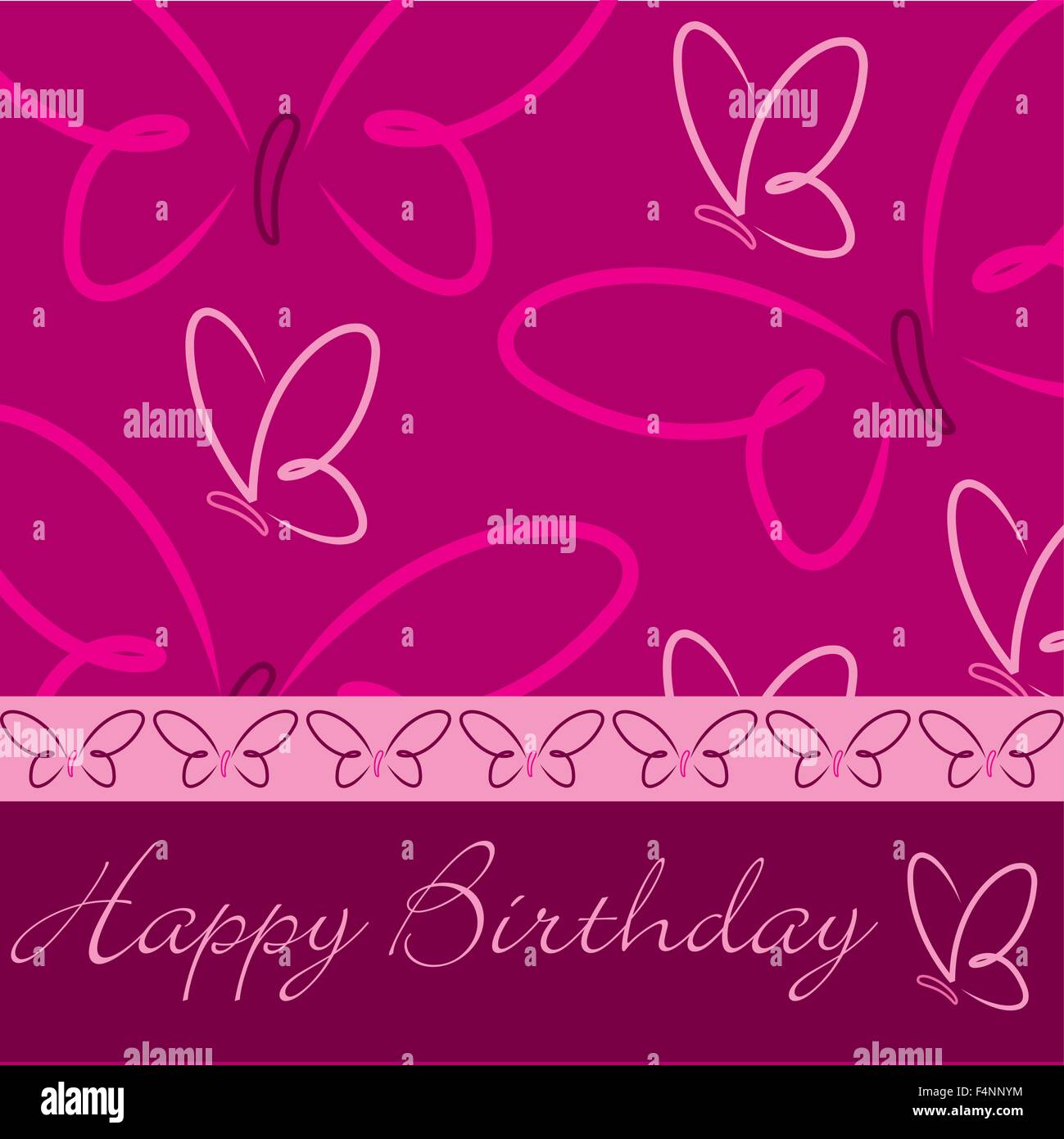Hand drawn elegant butterfly birthday card in vector format Stock ...