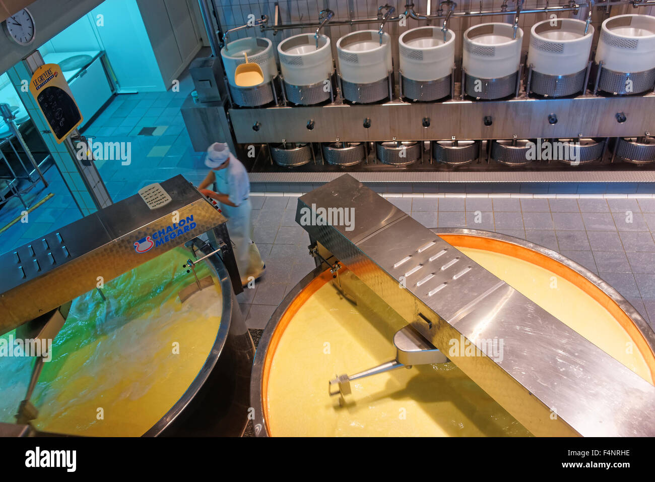 GRUYERE, SWITZERLAND DECEMBER 31, 2014 Vats in the cheese making