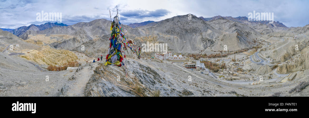 Scenic panoramic view from the Leh monastery complex in Ladakh, India Stock Photo