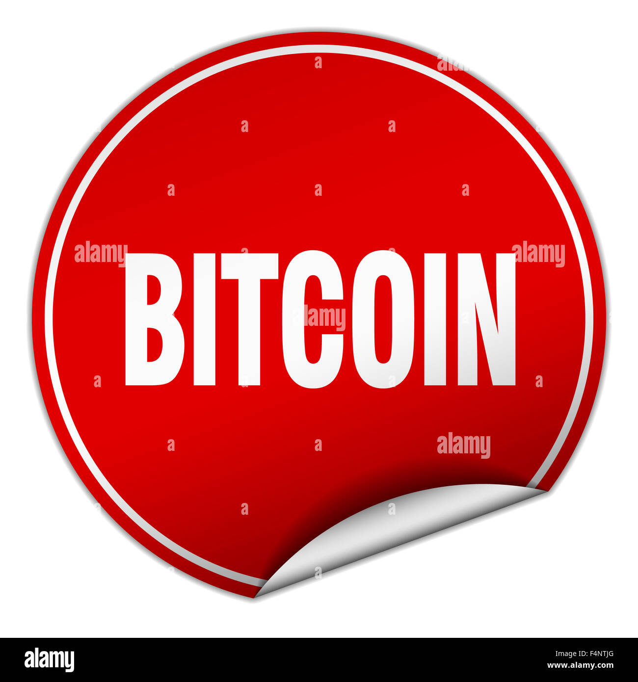 bitcoin round red sticker isolated on white Stock Photo - Alamy