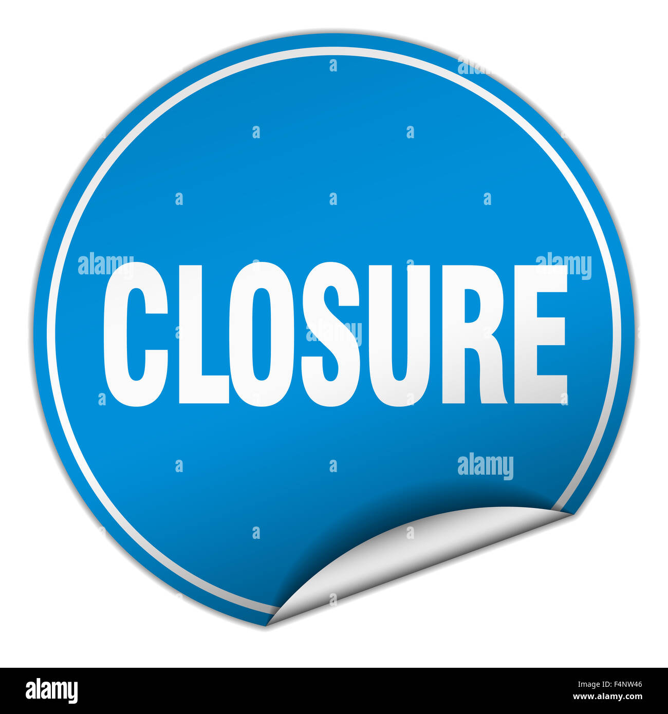 closure round blue sticker isolated on white Stock Photo - Alamy