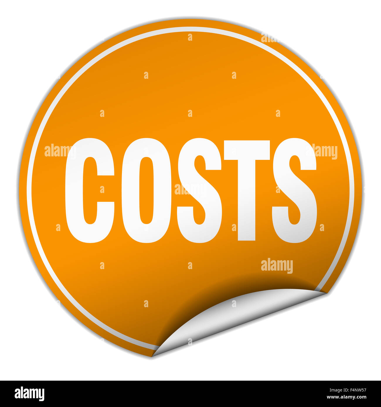 costs round orange sticker isolated on white Stock Photo - Alamy
