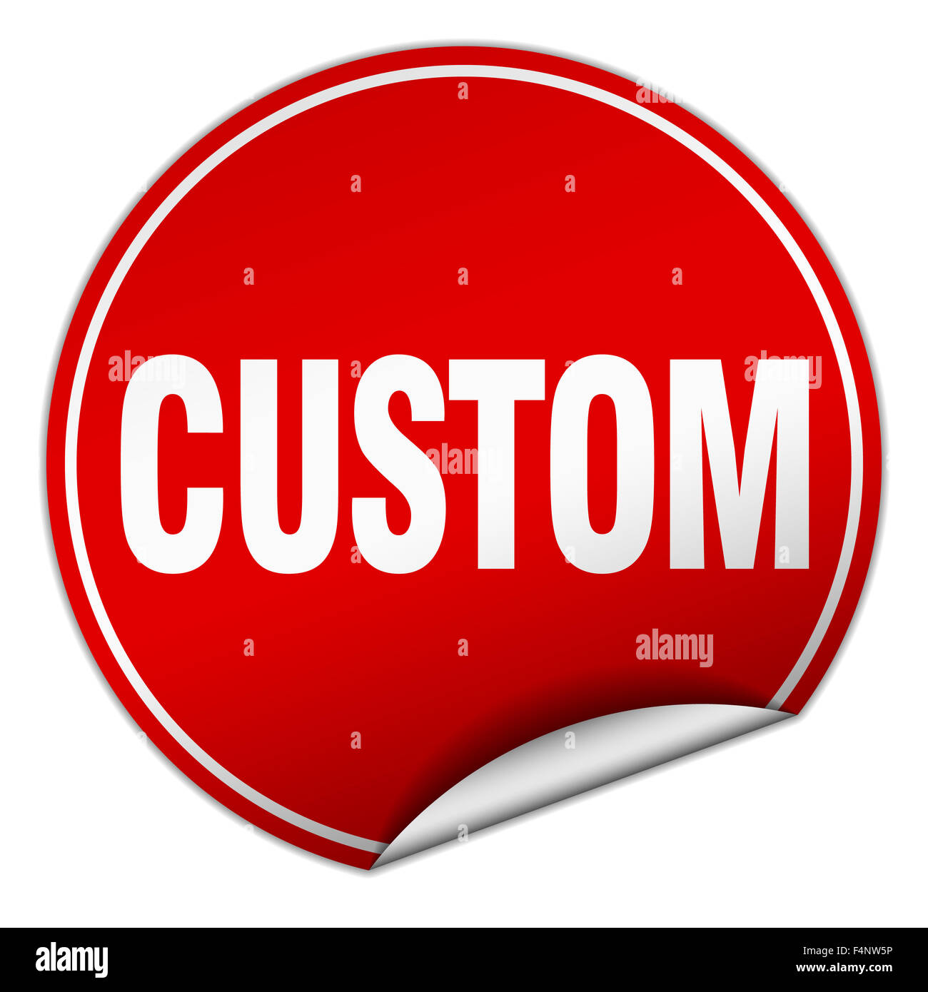 custom round red sticker isolated on white Stock Photo - Alamy