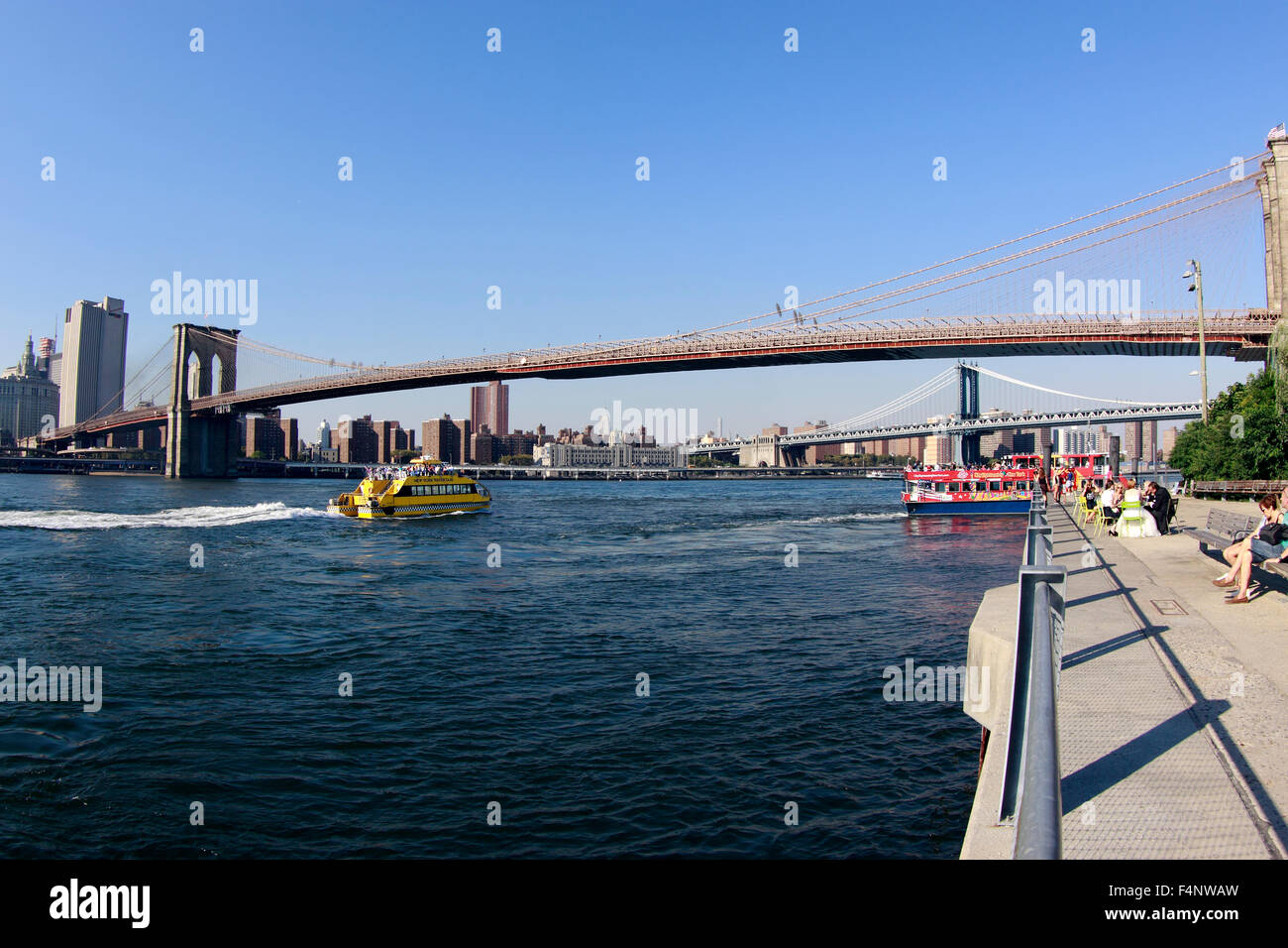 Sightseeing boats on the East River off of Brooklyn Bridge Park
