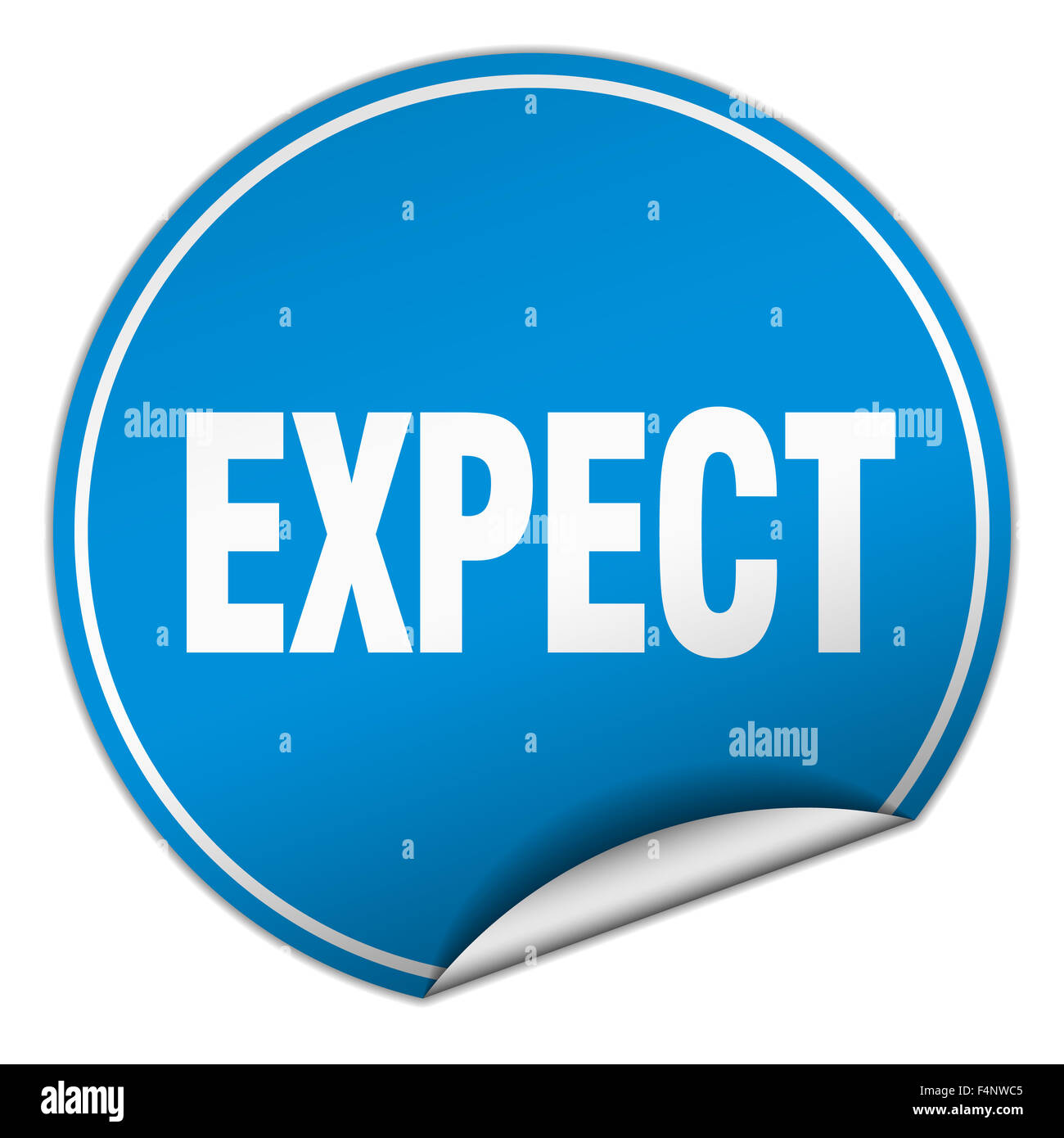 expect round blue sticker isolated on white Stock Photo - Alamy