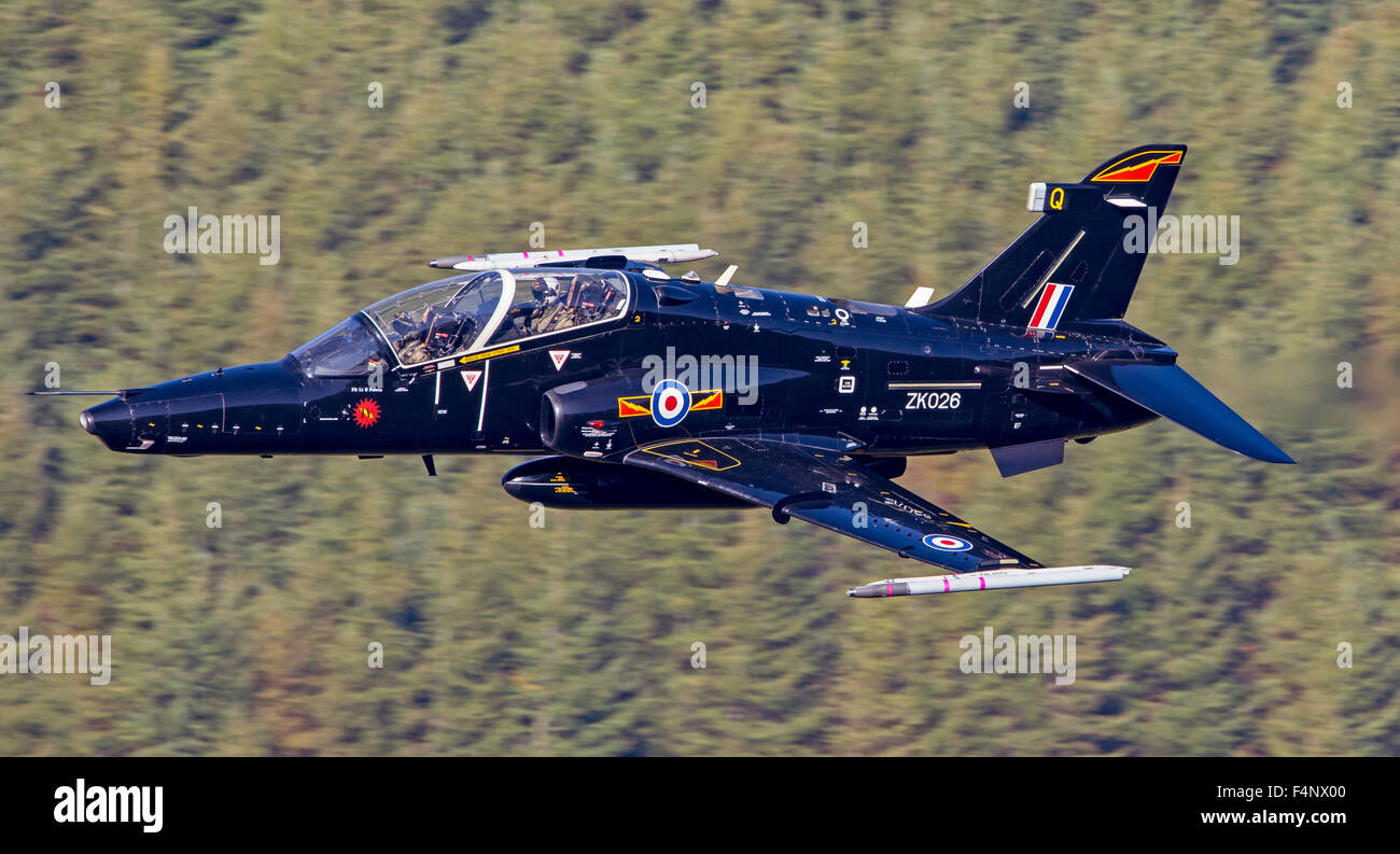 RAF Hawk T2 low level flying training in Wales Stock Photo - Alamy