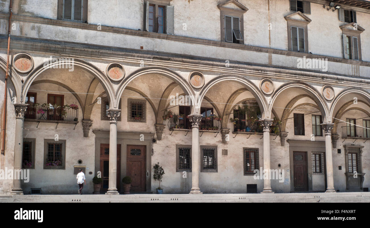 The Ospedale degli Innocenti ,Hospital of the Innocents, Spedale degli Innocenti Designed by Filippo Brunelleschi Stock Photo