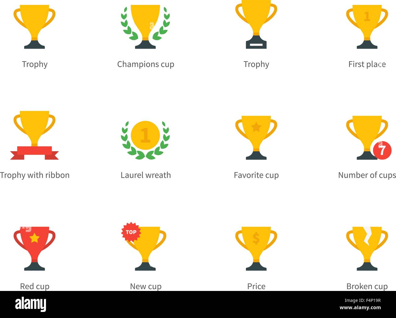 Trophy and awards colored icons on white background Stock Vector Image ...