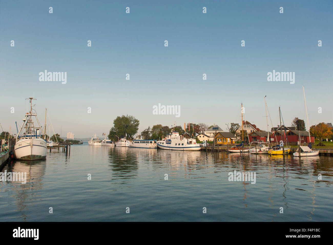 The port of Niendorf/Ostsee, a fishing port and seaside resort on the Baltic Sea in Northern Germany Stock Photo