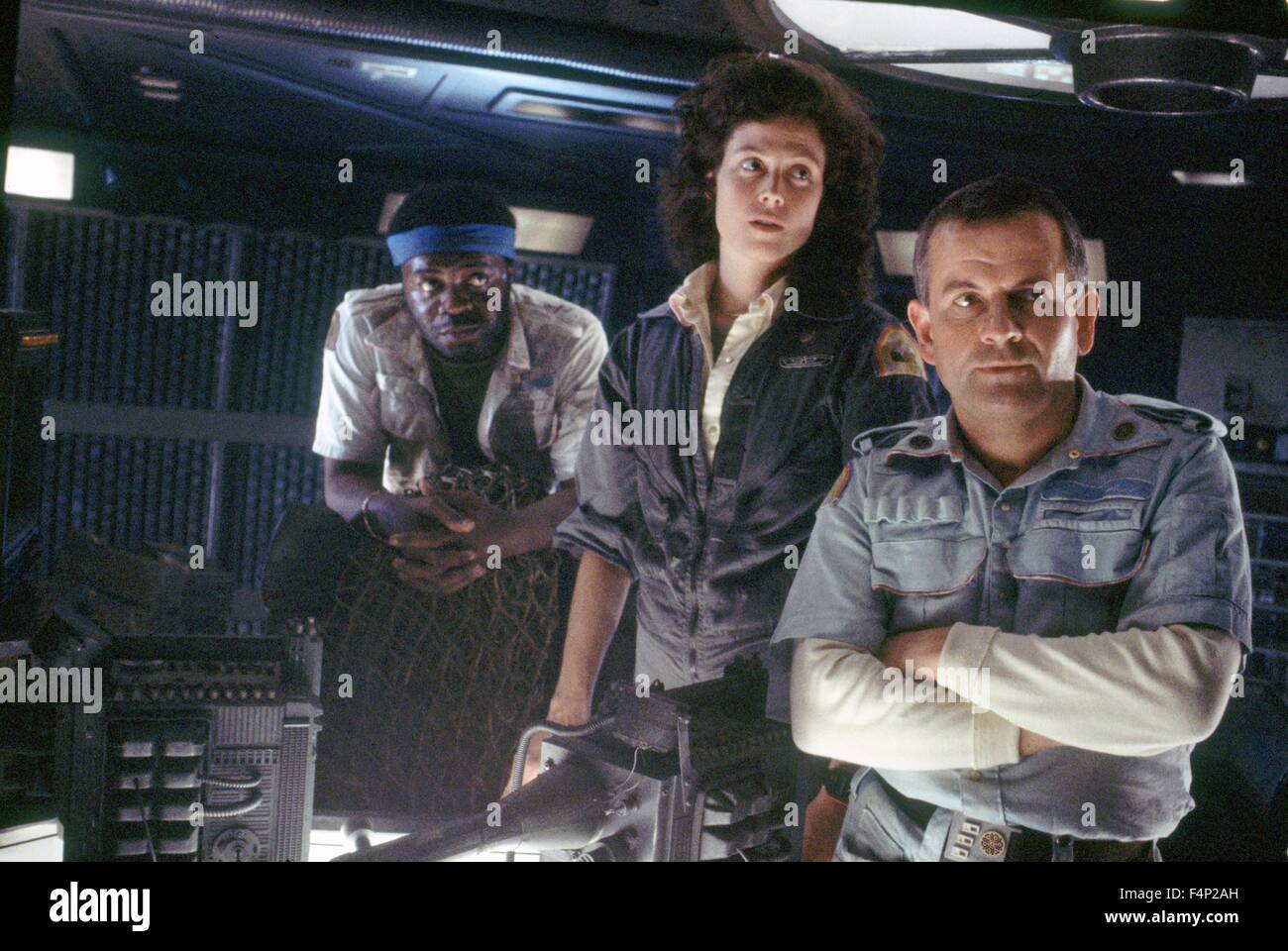 Yaphet Kotto, Sigourney Weaver and Ian Holm / Alien 1979 directed by Ridley Scott Stock Photo