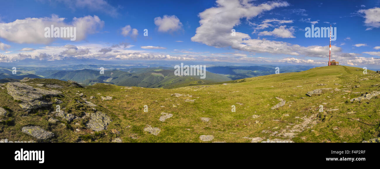 Panoramic view of radio tower on Kralova hola mountain in Low Tatras Stock Photo