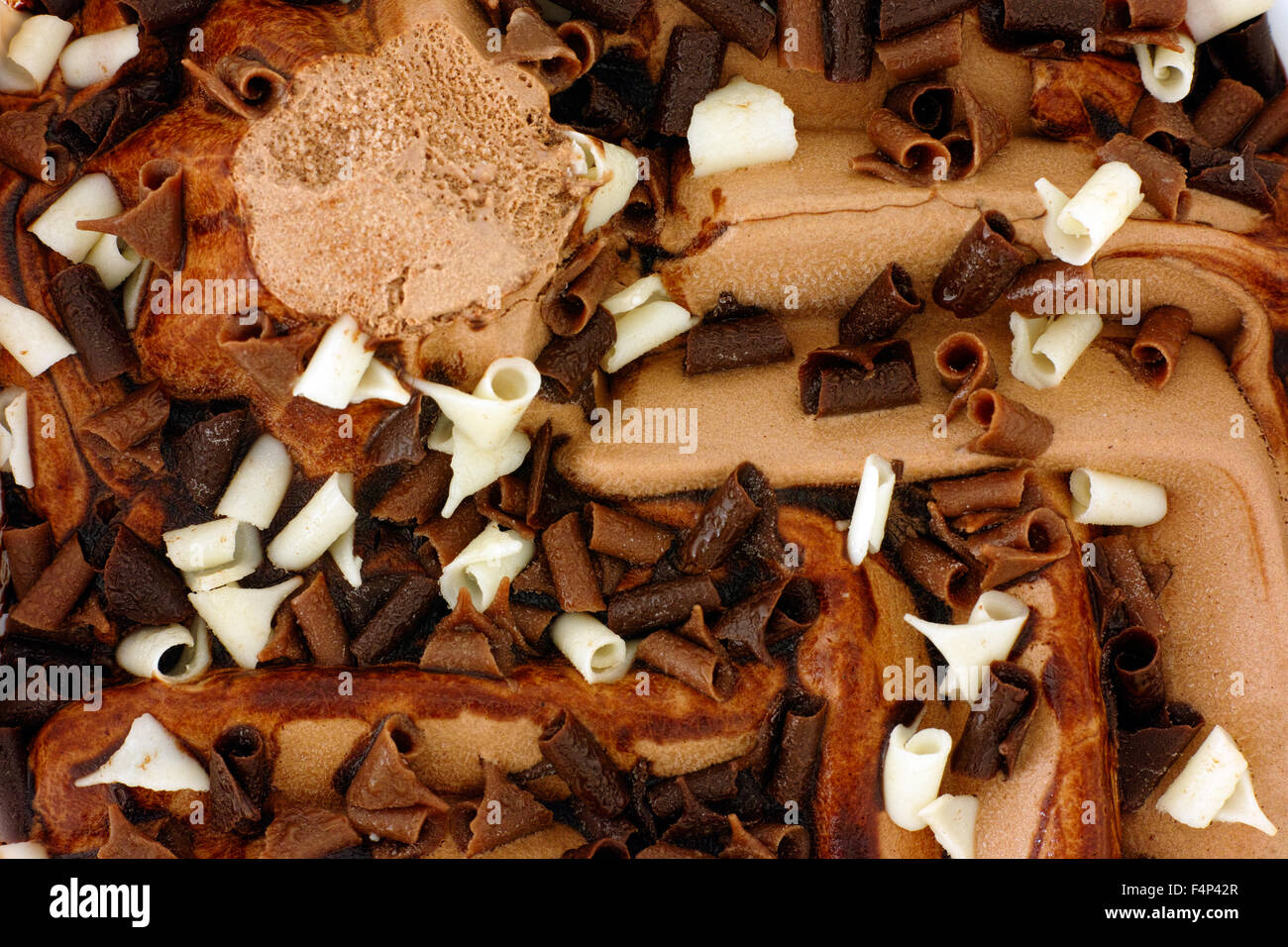 Background of chocolate ice cream with chocolate swirls Stock Photo