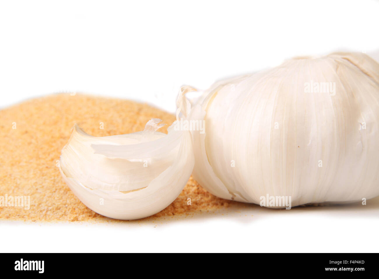 Full Garlic clove bulb and it's powder, a good antibiotic used in