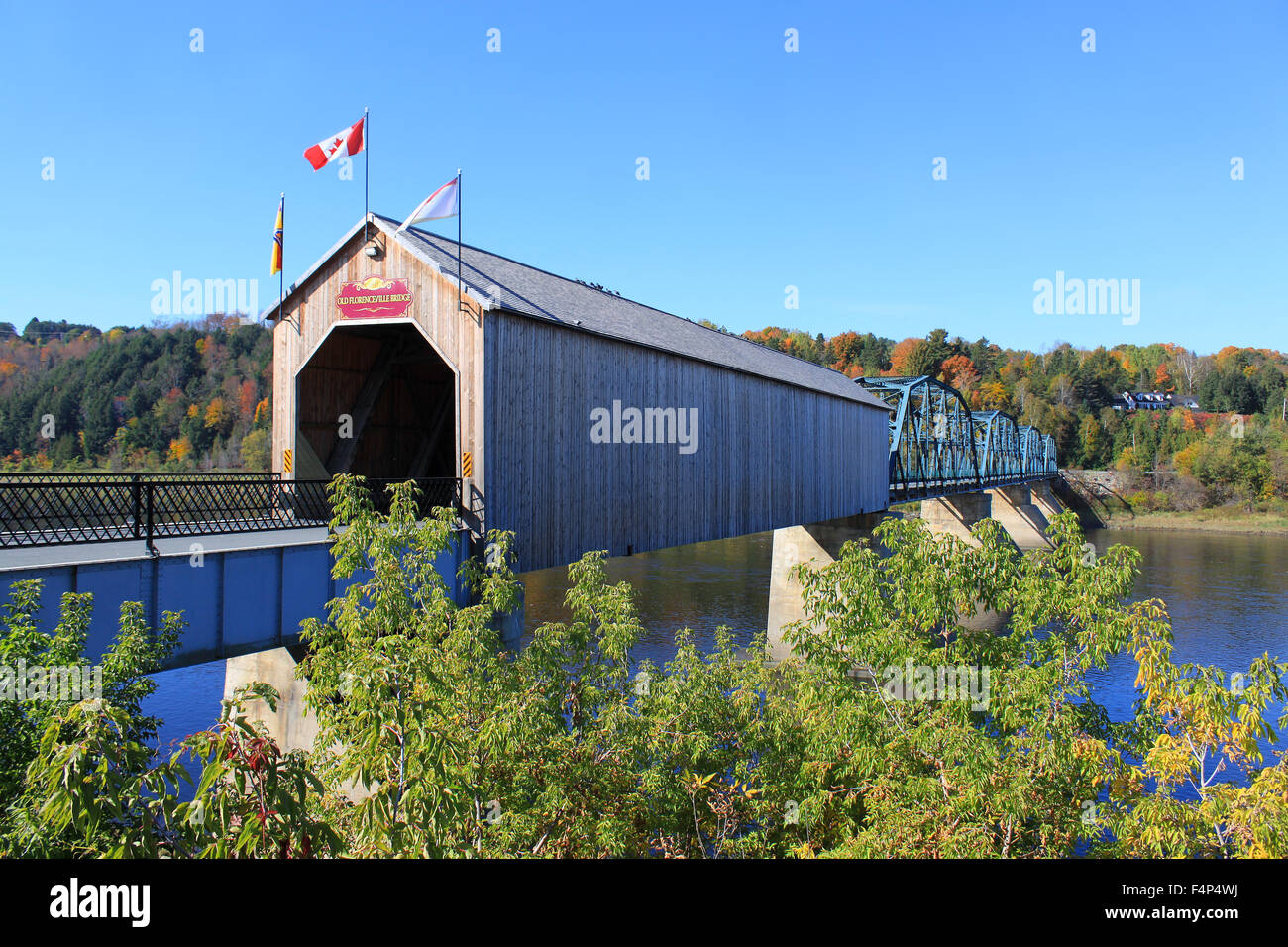 Wooden covered Bridge in Florenceville, New Brunswick, Canada with