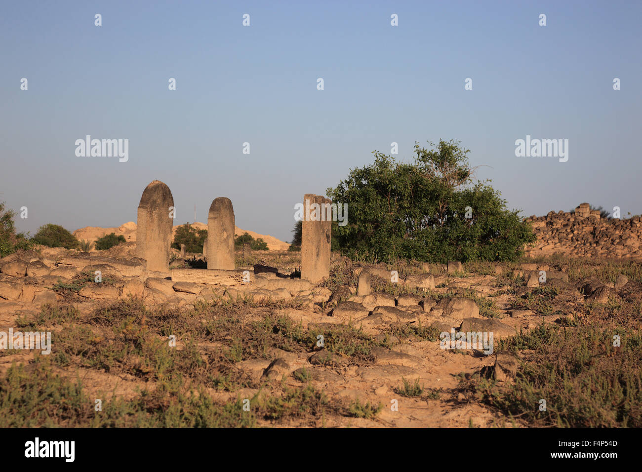 More historically Arabian cemetery in the Al-Baleed excavation field, Unesco world cultural heritage Stock Photo