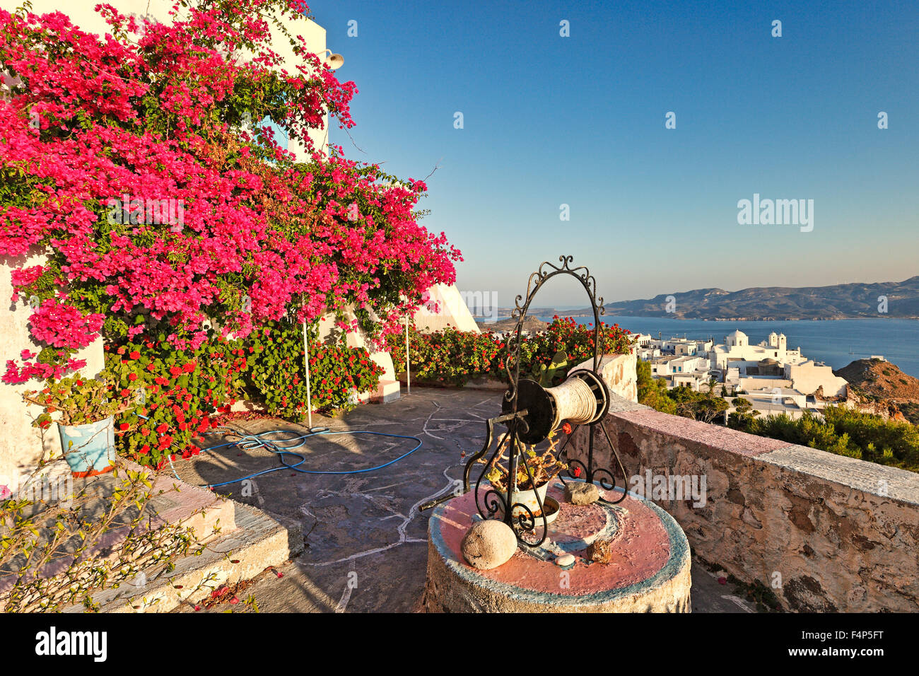 A house with water well in the traditional village of Plaka in Milos