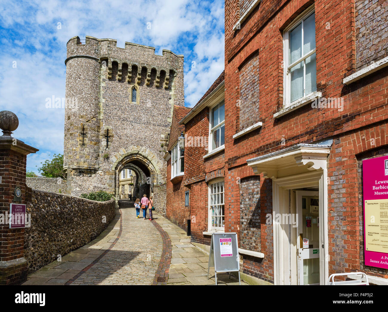 The Barbican Gate at Lewes Castle, Lewes, East Sussex England, UK Stock Photo