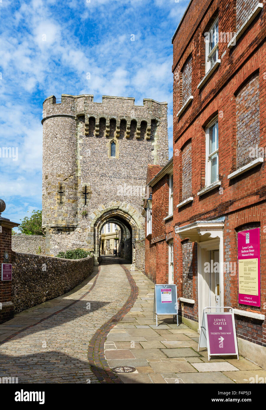The Barbican Gate at Lewes Castle, Lewes, East Sussex England, UK Stock Photo