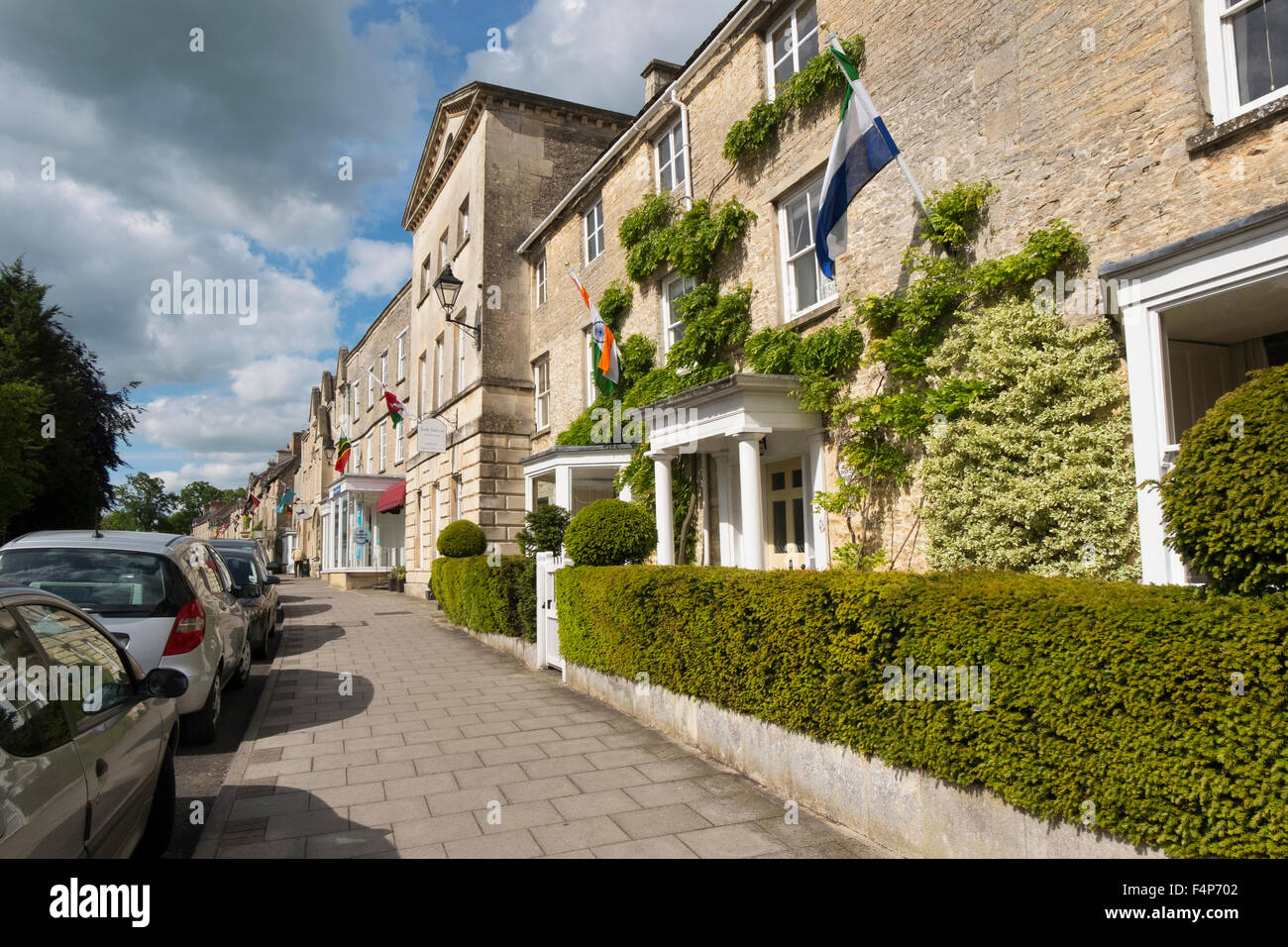A traditional Cotswold stone house in the High Street in Fairford, Gloucestershire, UK Stock