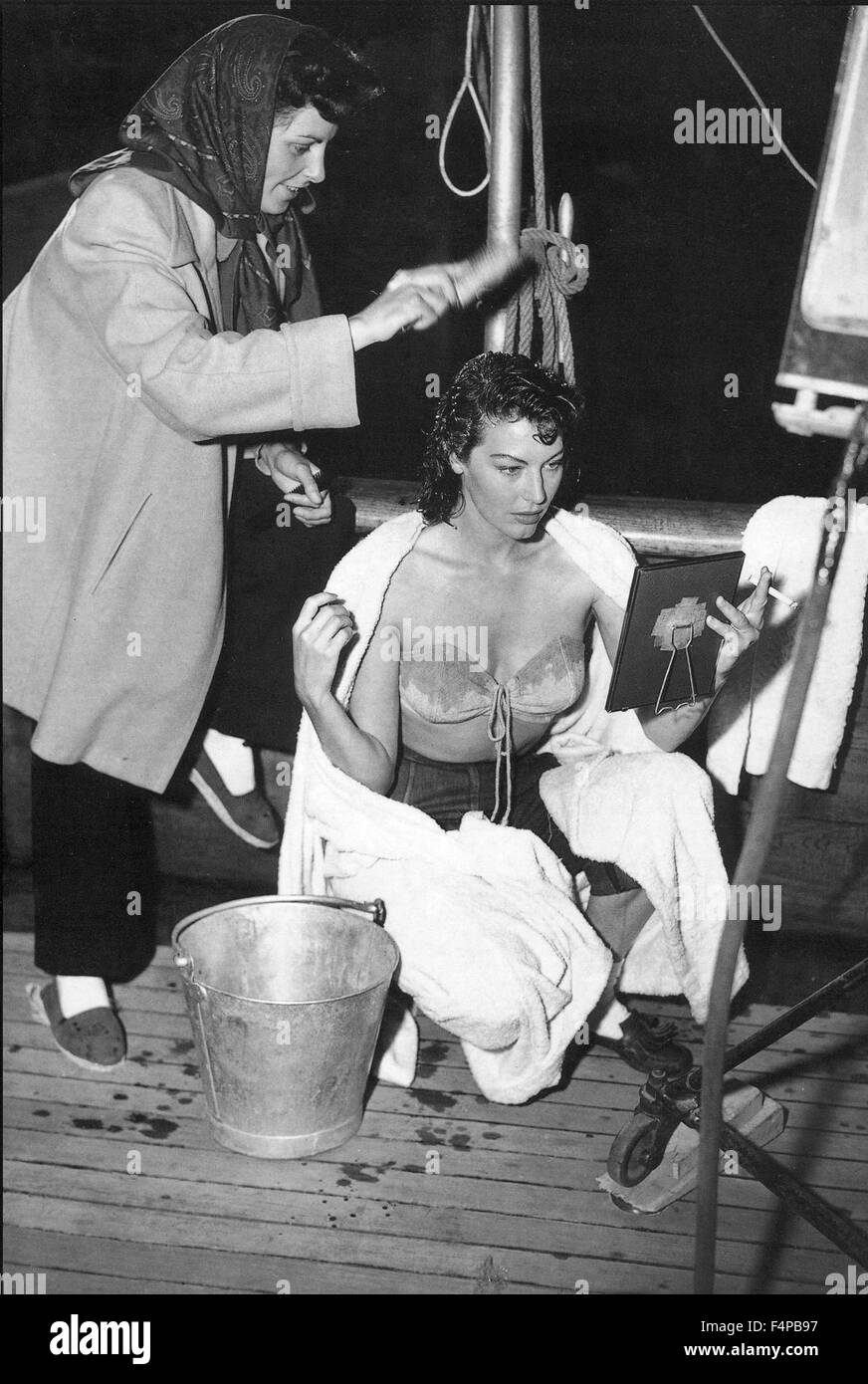 On the set Ava Gardner / Pandora and the Flying Dutchman 1951 directed by Albert Lewin Stock Photo