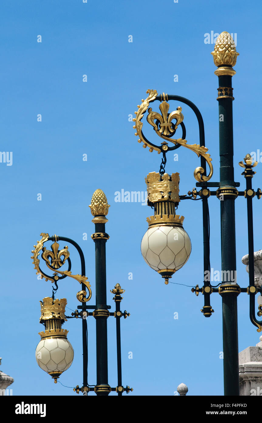 Spain, Madrid, Street Lamp near Royal Palace Stock Photo