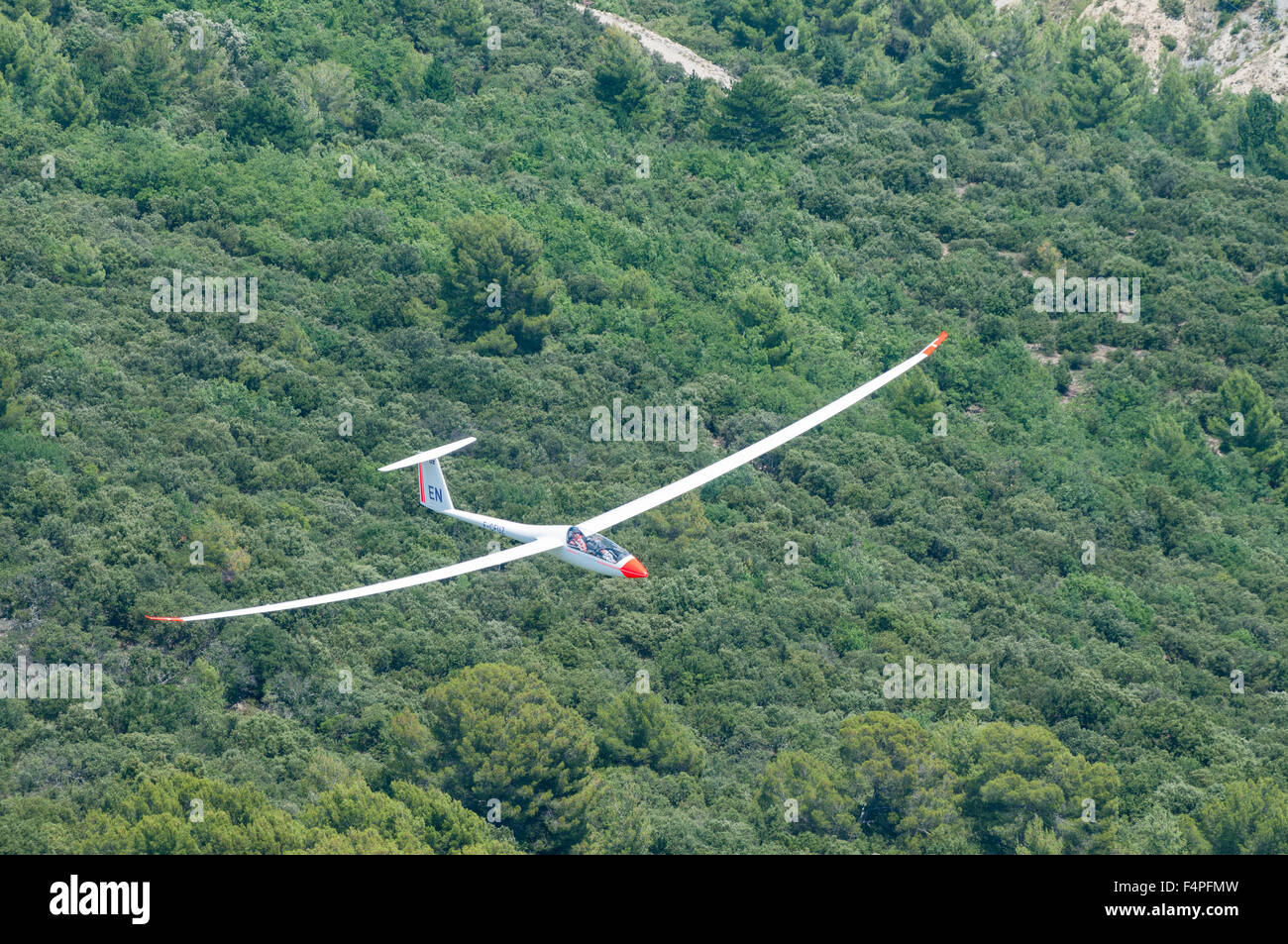 Aerial air to aor image of glider in flight Stock Photo