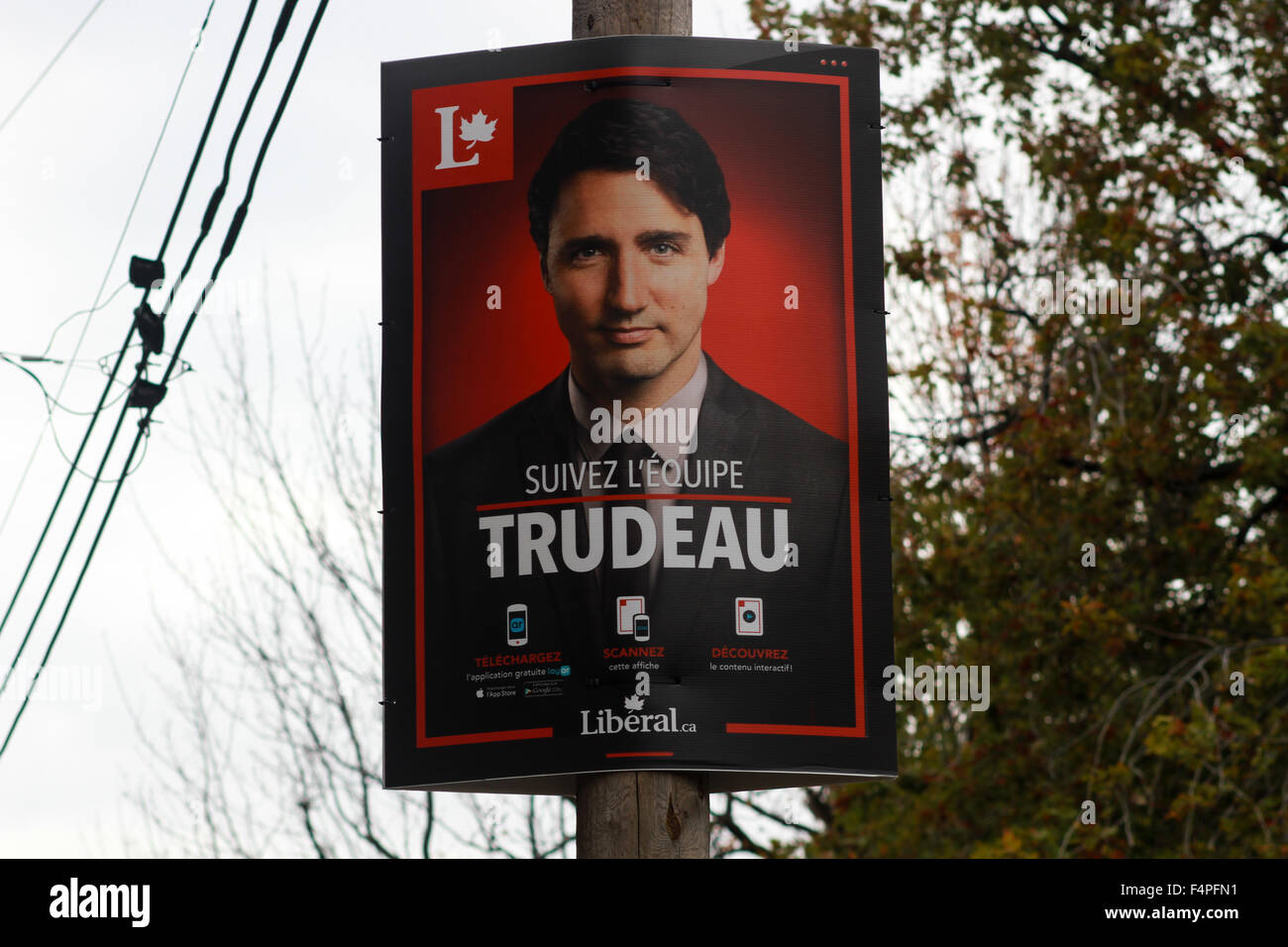 Canadian Prime Minister Justin Trudeau’s campaign posters in Montreal