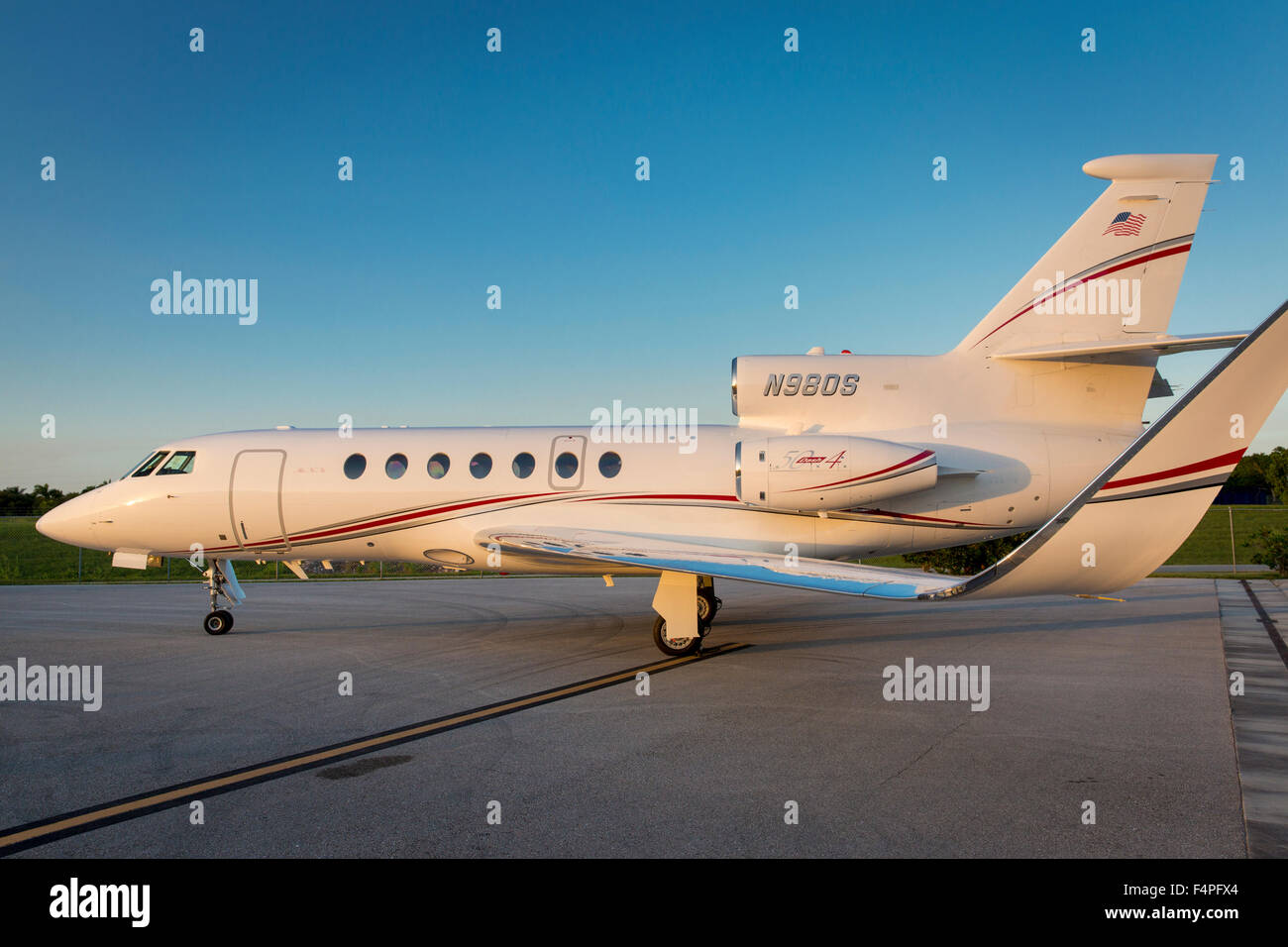 Dassault Falcon 50 jet aircraft parked in Naples, Florida, USA Stock Photo