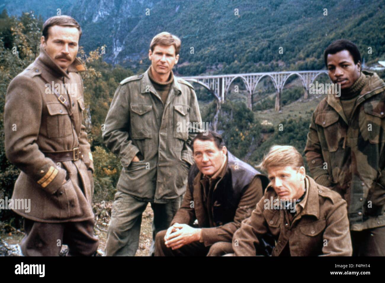 Franco Nero, Harrison Ford, Robert Shaw, Edward Fox and Carl Weathers / Force 10 from Navarone / 1978 directed by Guy Hamilton Stock Photo