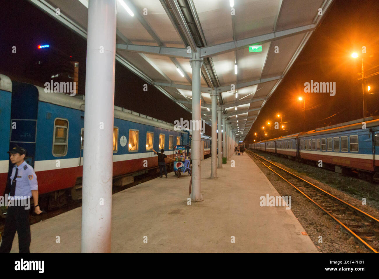 Hanoi railway station, train is the overnight train to Sapa in north west vietnam,Vietnam Stock